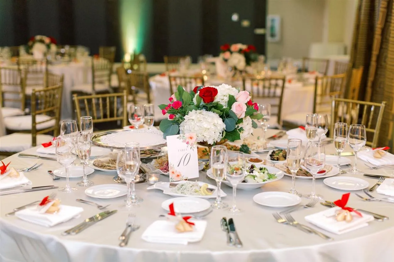 round tables at a wedding event