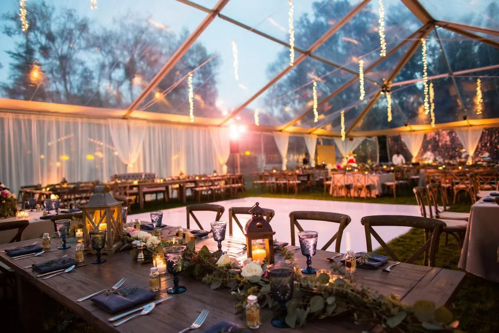 clear tent with exquisite event setting