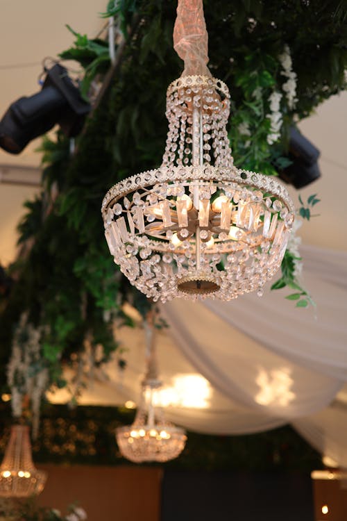 Ornamented Chandeliers at event