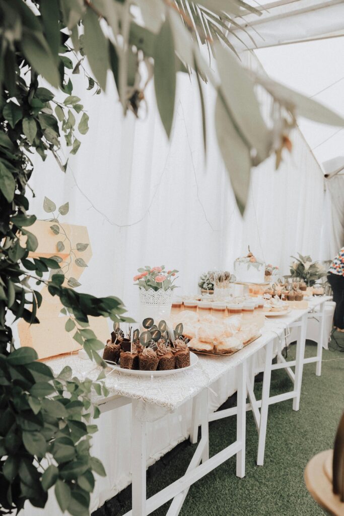 tent sidewall and table