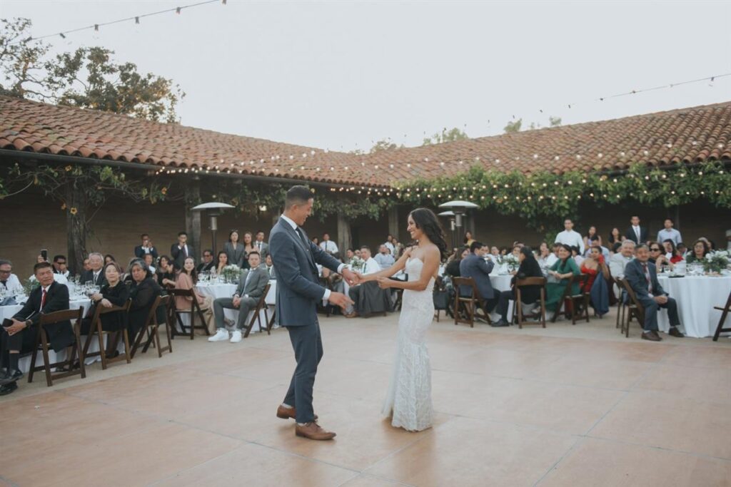 new wedding couple at their outdoor wedding event